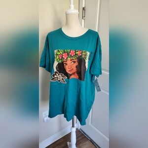 Disney Teal Moana Tshirt With Embroidery Size XL Nwt